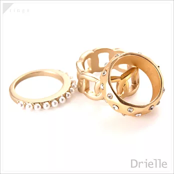 Drielle朵艾莉-霧金鎖鏈造型戒指(3入)