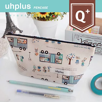 uhplus Q-plus寬底筆袋/ 小巴之旅