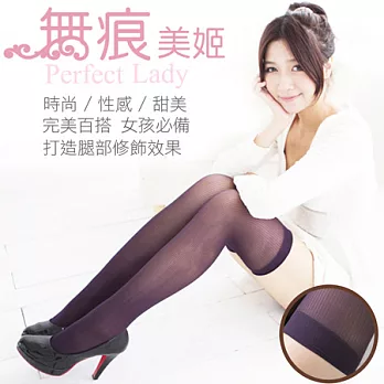 【OLady】無痕美姬 彈性條紋膝上襪-紫