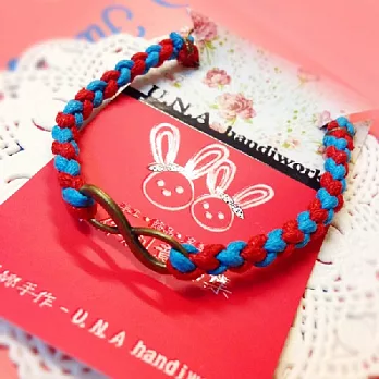 愛無限編織腊繩手鍊紅+亮藍