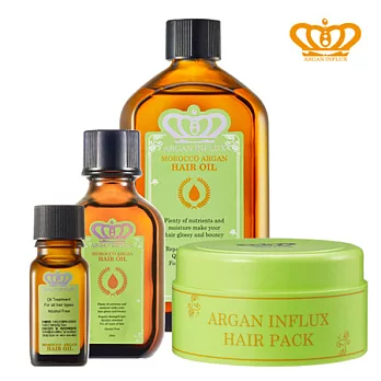 Morocco Argan Oil摩洛哥堅果油魔髮超值組100mlx1+30mlx1+10mlx1+膜300mlx1綠色