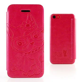 Rebecca BonboniPhone 5c 知性甜心手繪風時尚壓紋皮套蜜桃紅
