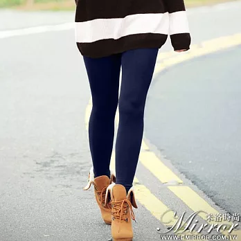 【Mirror米洛時尚】顯瘦保暖刷毛九分褲 MIT台灣製造FREE深藍
