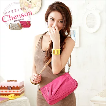 CHENSON 名媛誘色.可可背帶手拿包(附斜背帶)/凡爾賽桃粉(CG65841-P)