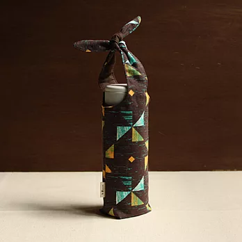印花樂拼木紋系列-兔耳保溫袋咖啡豆色