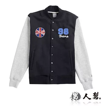 【男人幫】C5281*秋冬雜誌強打款男女厚棉刷毛 【刷毛ZOBOO布標棒球外套】黑色L號