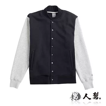 【男人幫】C5282*秋冬雜誌強打款男女厚棉刷毛 【美式休閒棒球外套】黑色XL號