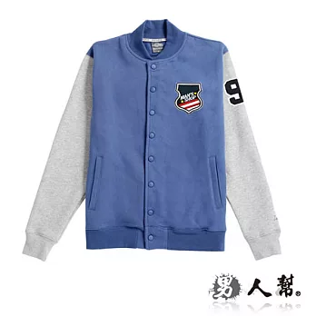 【男人幫】C5280*秋冬雜誌強打款男女厚棉刷毛 【刷毛Man`s Shop布標棒球外套】藍色L號
