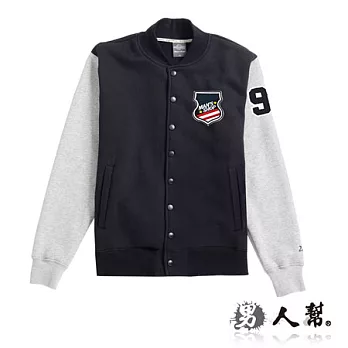 【男人幫】C5280*秋冬雜誌強打款男女厚棉刷毛 【刷毛Man`s Shop布標棒球外套】黑色L號