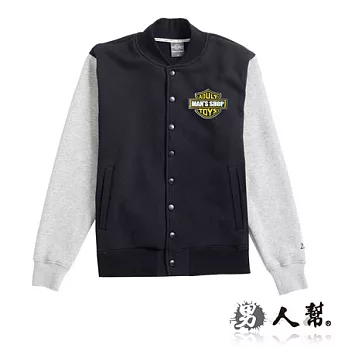 【男人幫Man’s Shop】C5279*秋冬雜誌強打款男女厚棉刷毛 【軍裝感休閒棒球外套】黑色XL號