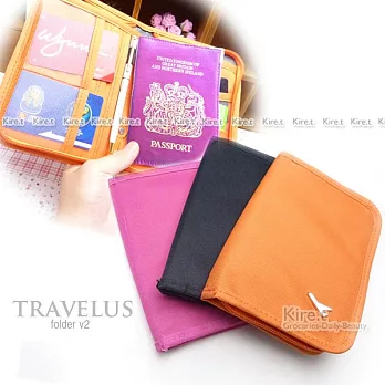 神綺町韓國 小飛機多功能萬用護照桃橘黑任選-短夾 短款 護照包 韓版旅行收納橘