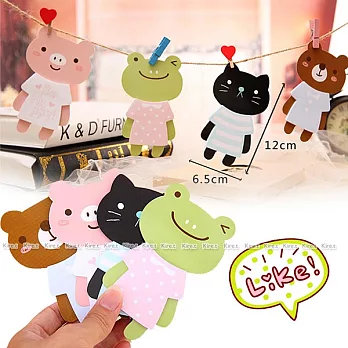 神綺町☆韓國 可愛趣味動物造型衣服便利貼4入 便條紙 N次貼 隨意貼 提醒貼 重點貼