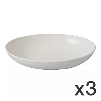 [MUJI 無印良品]米白瓷橢圓盤/大/3入