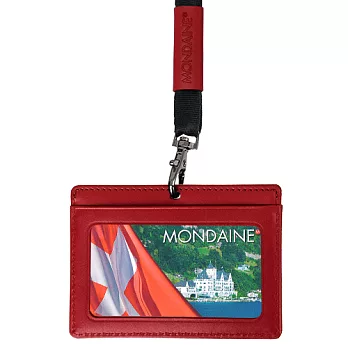 Mondaine 瑞士國鐵橫式牛皮識別證件夾-紅