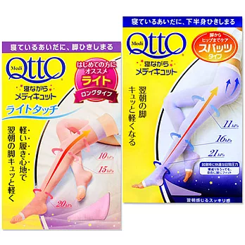 日本Qtto-Scholl睡眠機能美腿襪(翹臀褲襪+粉紅纖柔大腿襪)L組合