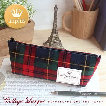 uhplus {COLLEGE LEAGUE} Q-plus 帆船筆袋- Red Plaid