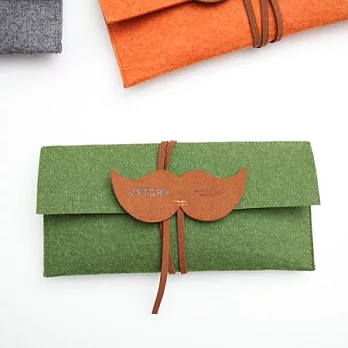 Mr.BABBA翹鬍子綁帶萬用筆袋-草地綠