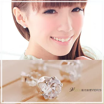 【維克維娜】璀璨.透明美鑽光芒.8mm六爪鑽 925純銀耳環