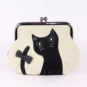 Noafamily,諾亞蝴蝶結貓防撥水零錢包_BE(13下)