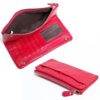 【嚴選CHENSON真皮】花果香氣綺幻系長夾/花瓣枚紅(W08120-F)