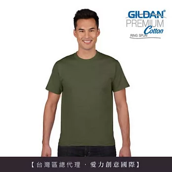 GILDAN 總代理-100%美國棉~亞規圓筒短袖素面T-Shirt ~M軍綠色