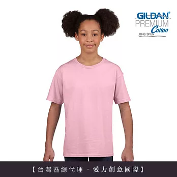 GILDAN 總代理-100%美國棉~亞規圓筒短袖素面-童T~M粉紅
