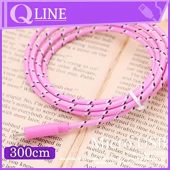 【QLINE】MicroUSB 3M 彩色編織傳輸充電線粉紅