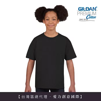 GILDAN 總代理-100%美國棉~亞規圓筒短袖素面-童T~M黑