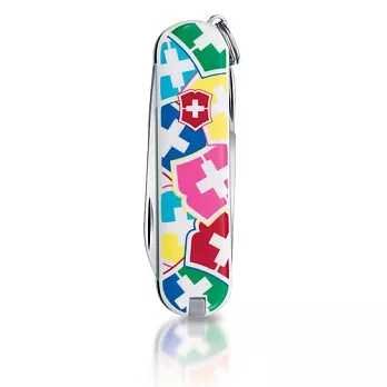 VICTORINOX 迷你七用印花瑞士刀-繽紛十字盾牌