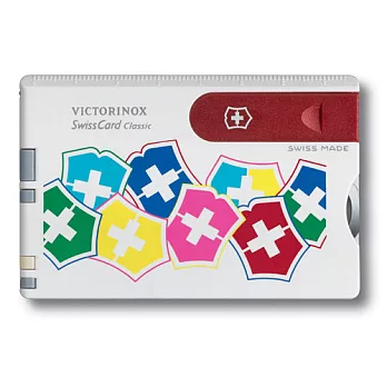 VICTORINOX 10用名片型瑞士刀-繽紛十字盾牌