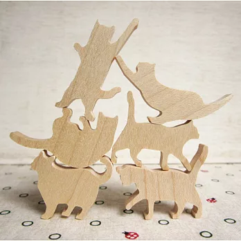 貓咪疊疊樂.粉紅縫線/楓木