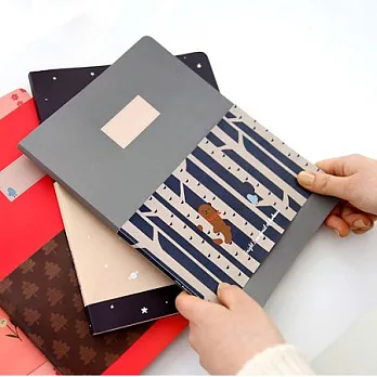 太妃熊趣味條紋筆記本L-灰濛森林