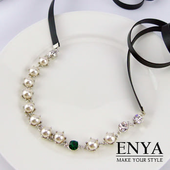Enya★來自星星的你 全智賢 綠鑽珍珠髮帶