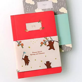 太妃熊趣味條紋筆記本S-紅色春天