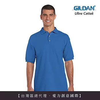 GILDAN 總代理-100%美國棉素面短袖POLO衫~S寶藍
