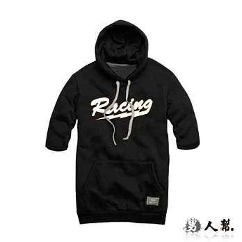 【男人幫】T0956*MIT 台灣製 【RACING拼接連帽七分袖T恤】黑色 M號