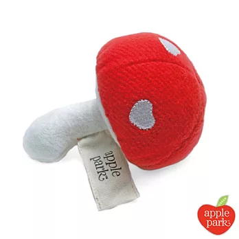 【 美國 Apple Park 】有機棉蘑菇搖鈴啃咬玩具 - 紅色