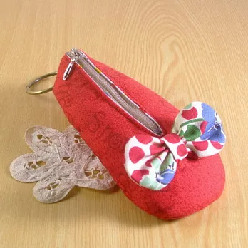 手縫ok!-娃娃鞋零錢包(紅)(拼布材料包)