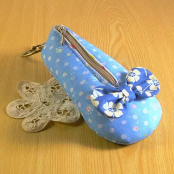 手縫ok!-娃娃鞋零錢包(藍)(拼布材料包)