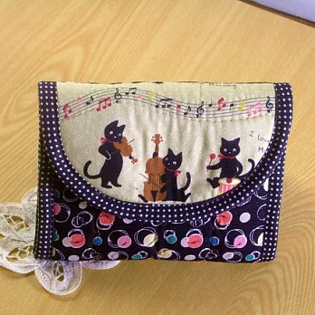 手縫ok!-黑貓音樂家短夾(拼布材料包)