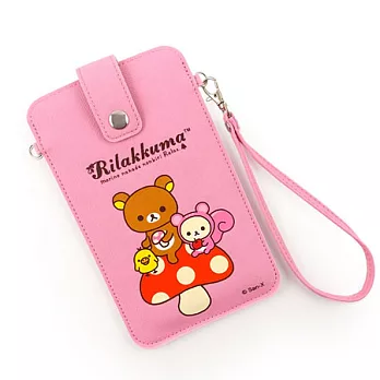 Rilakkuma 拉拉熊/懶懶熊 6.3吋通用彩繪皮革手機袋蘑菇好朋友