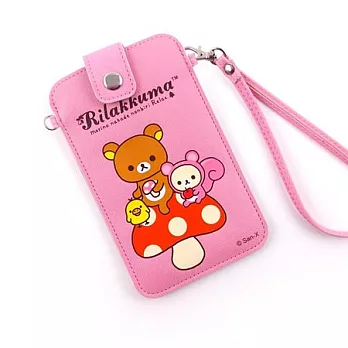 Rilakkuma 拉拉熊/懶懶熊 5吋通用彩繪皮革手機袋蘑菇好朋友