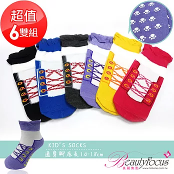 【BeautyFocus】(6雙組)台灣製鞋帶造型萊卡棉襪0612-六色14-18cm