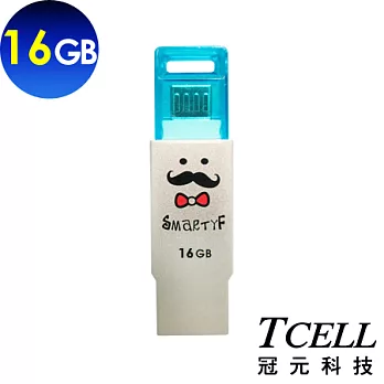 TCELL 冠元 OTG 16GB 雙介面隨身碟(雷神家族-大鬍子與小蝴蝶)藍鬍子