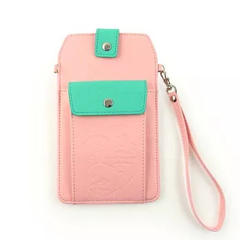 Rilakkuma 拉拉熊/懶懶熊 6.3吋通用撞色雙層壓紋手機袋-甜心粉