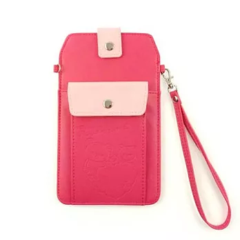 Rilakkuma 拉拉熊/懶懶熊 6.3吋通用撞色雙層壓紋手機袋-蜜桃紅