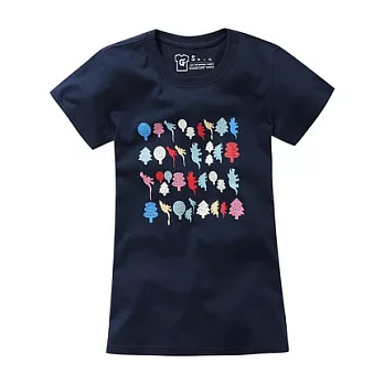 【CACO】GRAPHIC T.設計圖像.彩色恐龍排列短T(女)S丈青