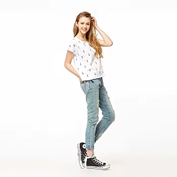 【CACO】CACO SURF.美式休閒.刷破男友風牛仔褲(女)M淺藍