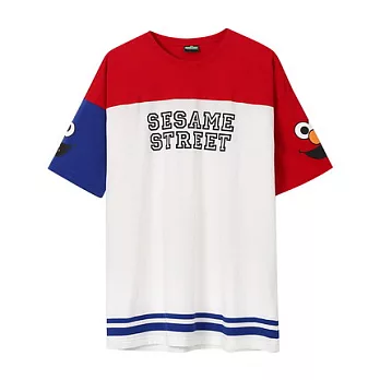 【CACO】芝麻街.授權款.雙袖大臉寬版五分袖T(女)FREE白