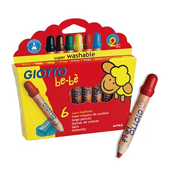 【義大利 GIOTTO】可洗式寶寶木質蠟筆(6色)